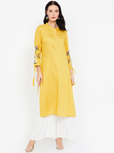 

Melange by Lifestyle Women Yellow Solid Straight Kurta