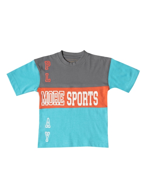 

Kid Studio Boys Blue & Grey Printed Round Neck T-shirt