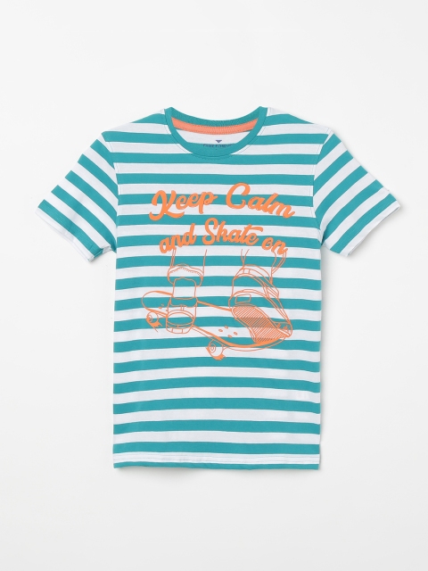 

Fame Forever by Lifestyle Boys Green & White Striped Round Neck T-shirt