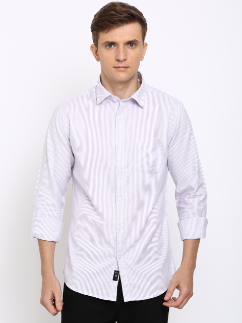 

TED HARBOR Men Black & White Slim Fit Striped Casual Shirt