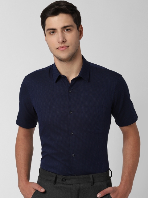 

Peter England Men Navy Blue Regular Fit Printed Formal Shirt