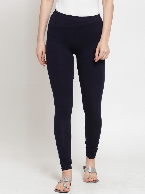 

Everlush Women Navy Blue Solid Slim-Fit Churidar-Length Leggings