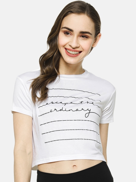 

Campus Sutra Women White Printed Crop Top