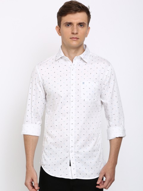 

TED HARBOR Men White Slim Fit Printed Casual Shirt