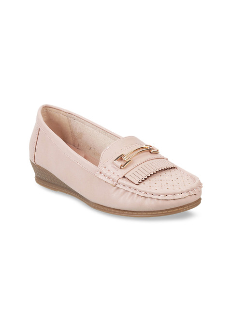 

WALKWAY Women Peach-Coloured Laser Cut Loafers