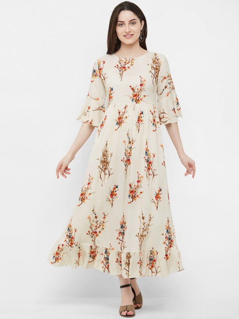 

INDE by MISH Women Off-White & Red Printed Ethnic Dress