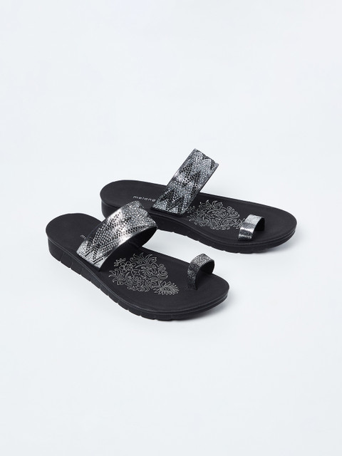 

Melange by Lifestyle Women Silver-Toned Embellished One Toe Flats