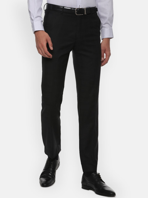 

Van Heusen Men Black Slim Fit Solid Formal Trousers