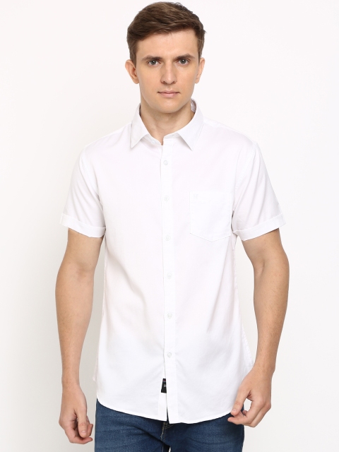 

TED HARBOR Men White Slim Fit Solid Casual Shirt