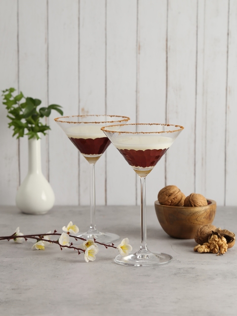 

India Circus by Krsnaa Mehta Set of 2 Transparent & Bronze-Toned Honeycomb Martini Glasses