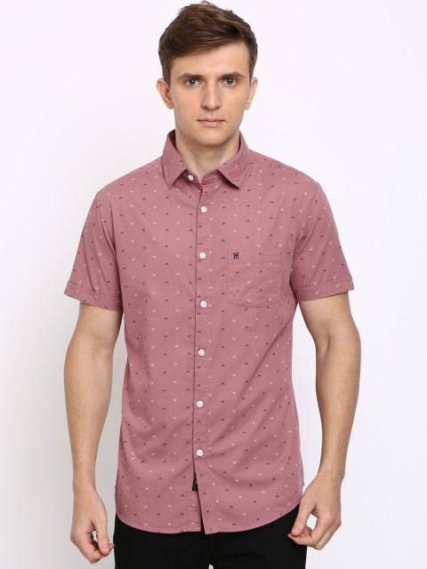 

TED HARBOR Men Mauve Slim Fit Printed Casual Shirt