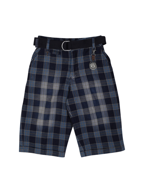 

Noddy Boys Navy Blue Checked Regular Fit Regular Shorts