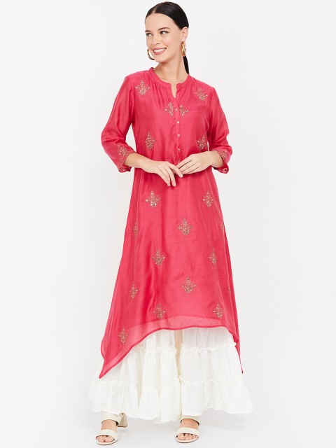 

Melange by Lifestyle Women Pink Embroidered A-Line Kurta