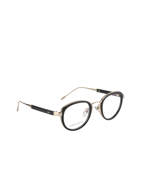 

Clark N Palmer Unisex Black & Gold-Toned Solid Full Rim Oval Frames CNP-K1818-33-C1