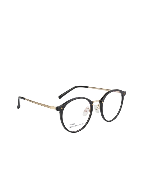 

Clark N Palmer Unisex Black & Gold-Toned Solid Full Rim Oval Frames CNP-G8060-C01