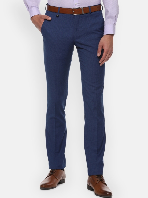 

V Dot Men Blue Skinny Fit Solid Formal Trousers
