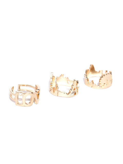 

OOMPH Set of 3 Gold-Toned Paris Motif Finger Rings