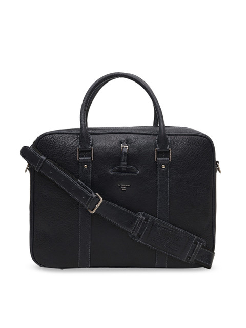 

Da Milano Unisex Navy Blue Elephant Skin Textured Leather Laptop Bag