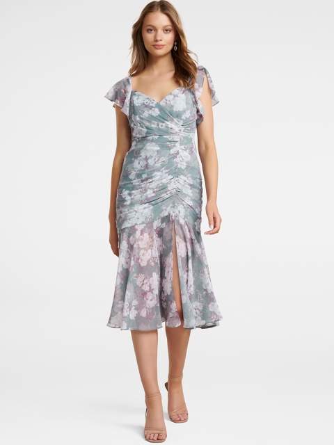 

Forever New Women Blue Printed Empire Dress