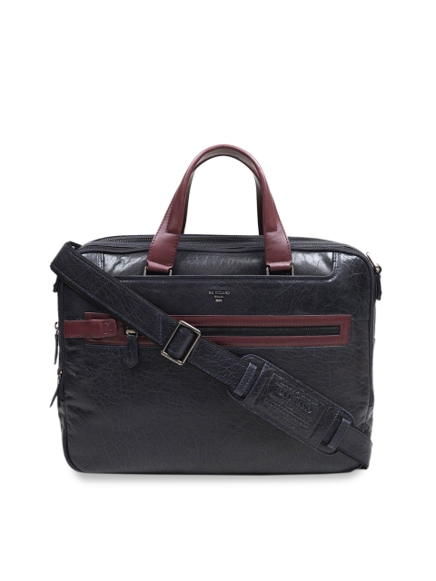 

Da Milano Unisex Navy Blue Elephant Skin Textured Leather Laptop Bag