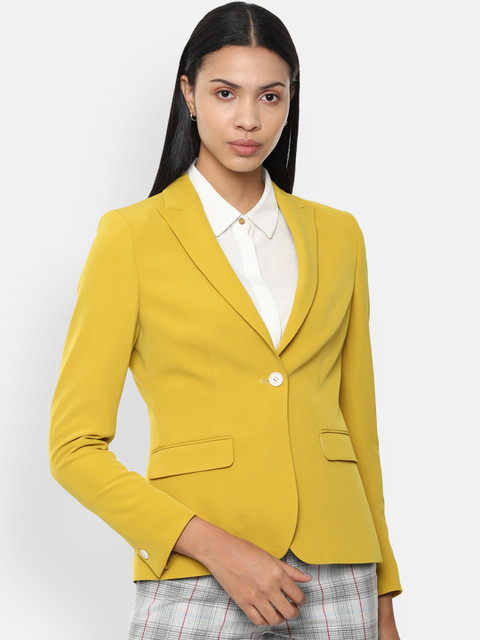 

Van Heusen Woman Yellow Solid Single-Breasted Casual Blazer