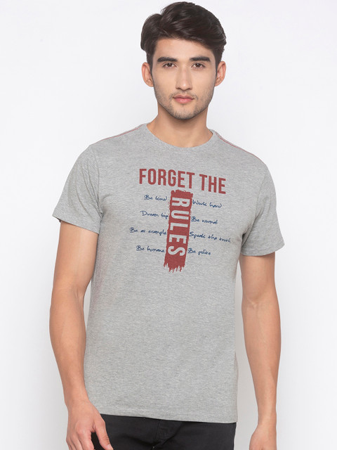 

Globus Men Grey Printed Round Neck T-shirt