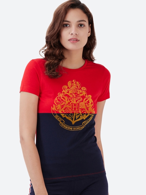 

Free Authority Women Red Harry Potter Colourblocked Round Neck T-Shirt