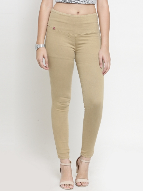 

Everlush Women Beige Solid Slim-Fit Denim Treggings