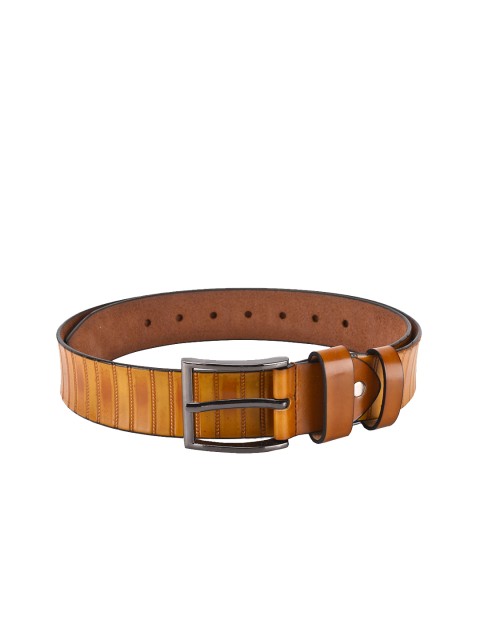 

BuckleUp Men Tan Brown Striped Belt