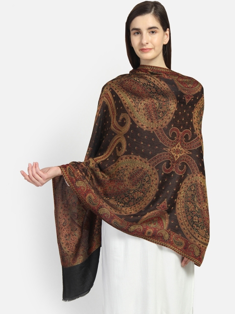 

Anekaant Women Black & Brown Paisley Woven Design Shawl