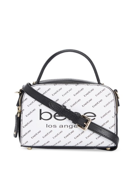 

bebe White & Black Printed Handheld Bag
