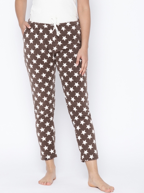 

Kanvin Women Brown & White Printed Fleece Lounge Pants