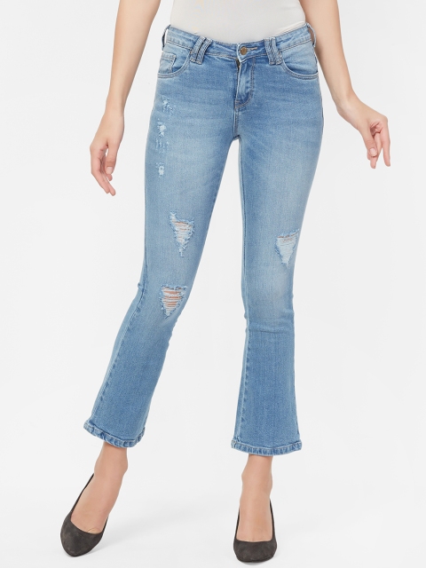 

bebe Women Blue Bootcut Mid-Rise Mildly Distressed Stretchable Jeans