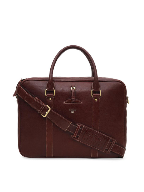 

Da Milano Unisex Burgundy Elephant Skin Textured Leather Laptop Bag