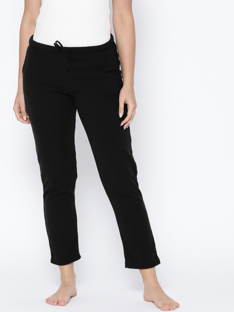 

Kanvin Women Black Solid Fleece Lounge Pants