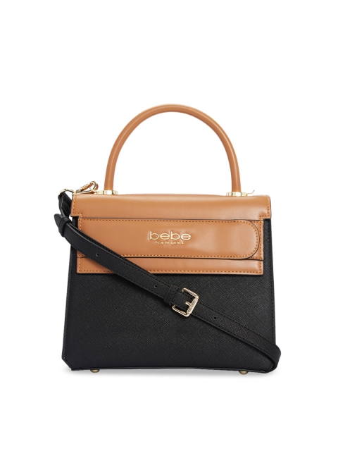 

bebe Beige & Black Colourblocked Satchel