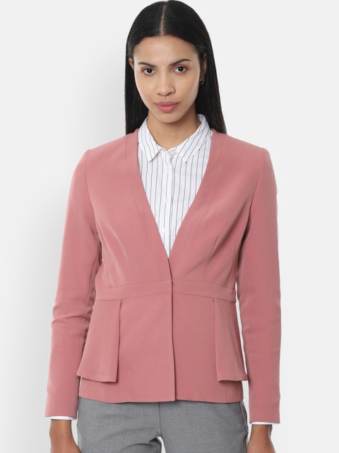 Van Heusen Woman Pink Solid Single-Breasted Casual Blazer