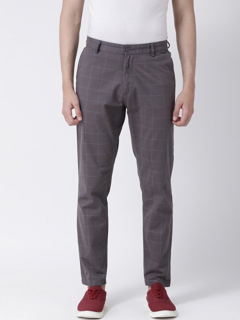 

Club York Men Grey Slim Fit Checked Regular Trousers