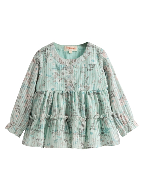 

Hugsntugs Girls Green Printed A-Line Top