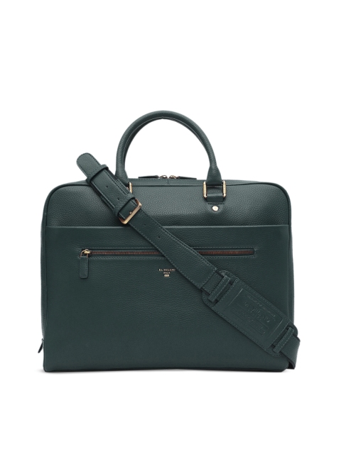 

Da Milano Unisex Green Textured Leather Laptop Bag