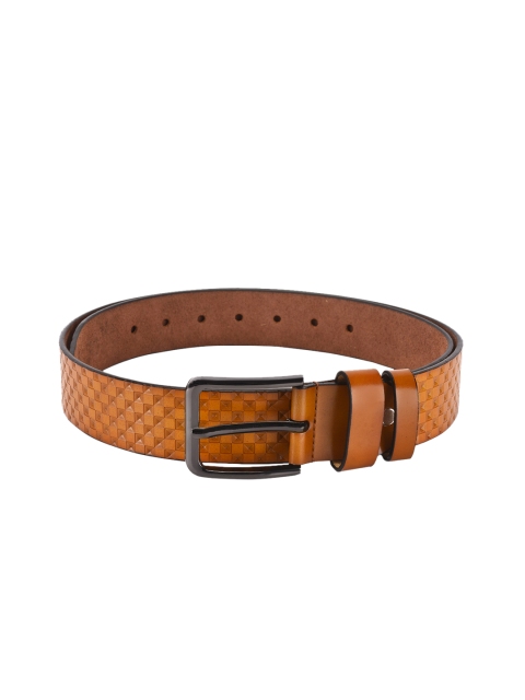 

BuckleUp Men Tan Brown Checked Belt