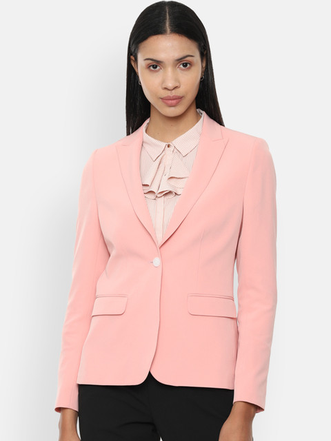 

Van Heusen Woman Pink Solid Single-Breasted Casual Blazer