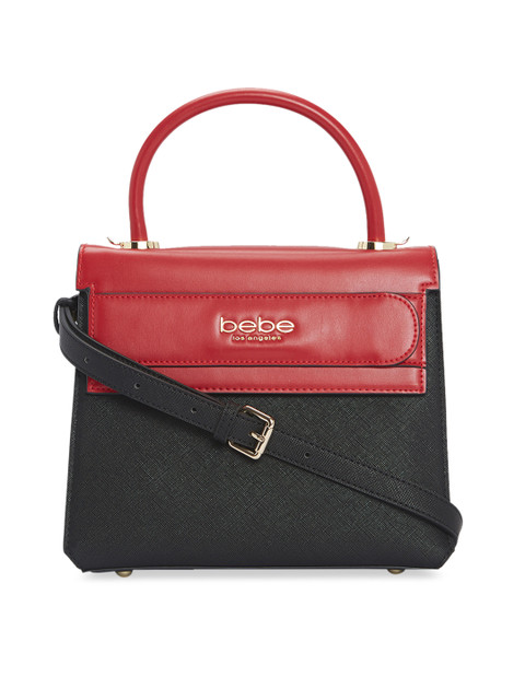 

bebe Red & Black Colourblocked Handheld Bag