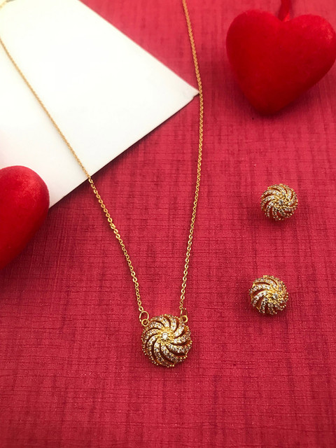 

Sia Art Jewellery Gold-Plated & White AD-Studded Pendant Set