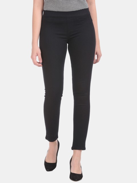 

Cherokee Women Black Solid Slim-Fit Treggings