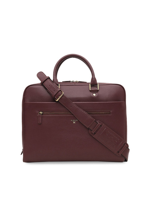 

Da Milano Unisex Burgundy Textured Leather Laptop Bag