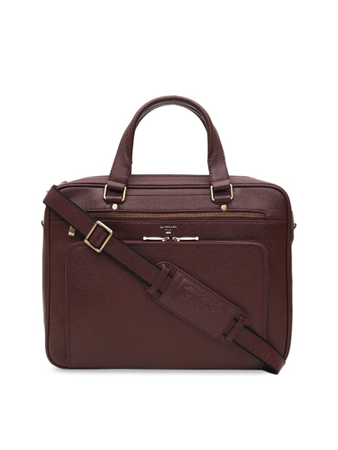 

Da Milano Unisex Burgundy Textured Leather Laptop Bag