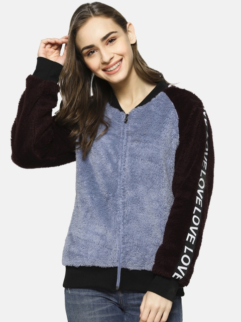 

Campus Sutra Women Blue Colourblocked Bomber