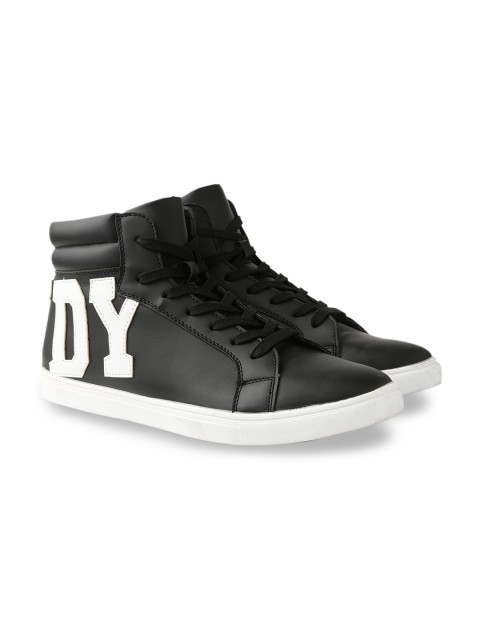 

Rowdy Men Black Textured High-Top Sneakers