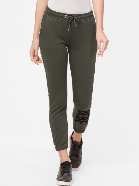 

bebe Women Olive Green Solid Joggers